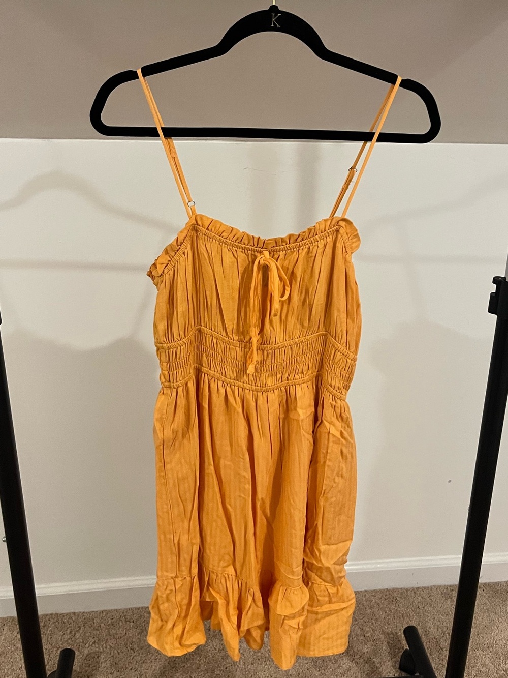 Forever 21 Bright Orange Ruffle-Hem Smocked Sundress